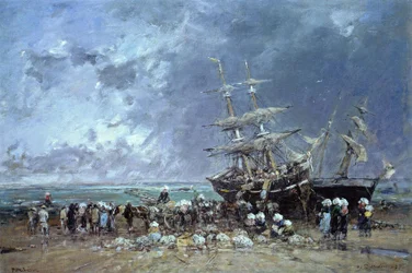 Unloading the Newfoundland Fishing Boat, 1873